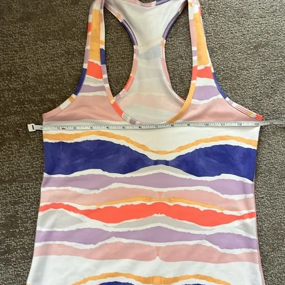 Lululemon Cool Racerback Bleacher Stripe White Iris Flower Size Small - Picture 4 of 8